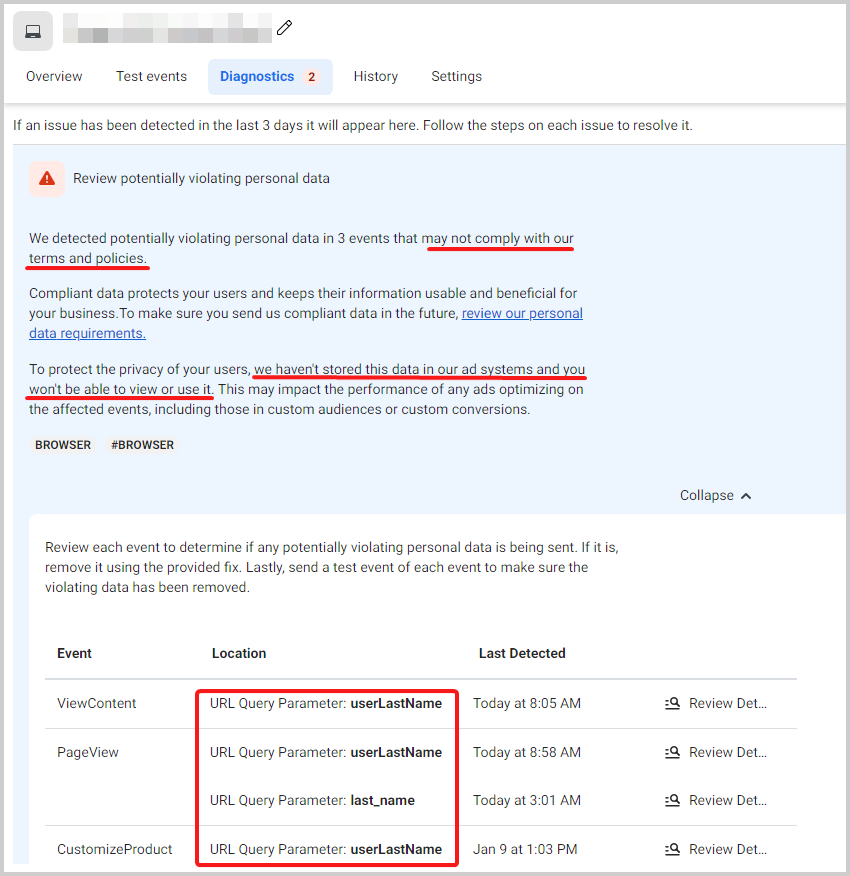 Facebook Personal Information Warning
