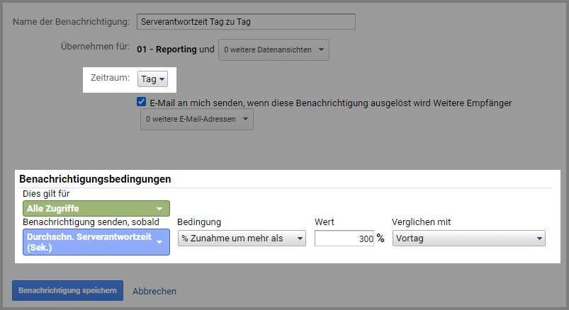 Google Analytics Alarm bei langsamen Server