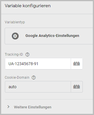 Google Tag Manager Google Analytics Einstellungsvariable konfigurieren