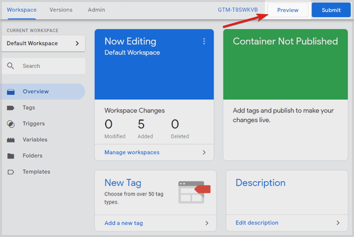Google tag manager preview mode
