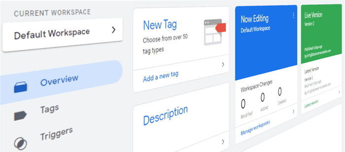 user interface of Google Tag Manager