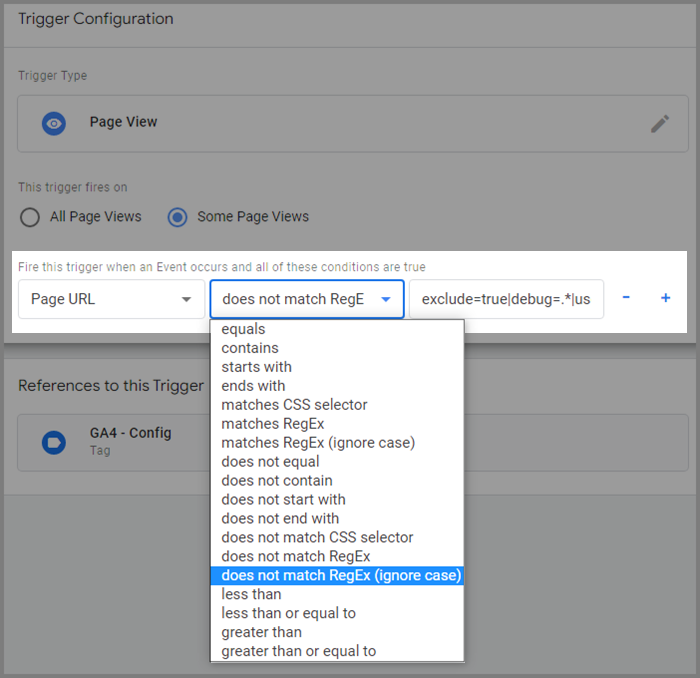 Block page view in GA with Google Tag Manager